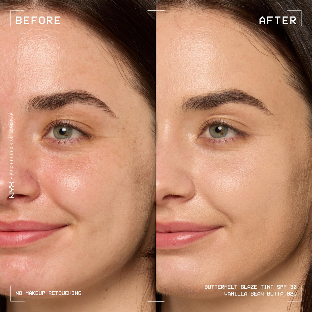 NYX Buttermelt Glaze revela textura brillosa para un glow natural.