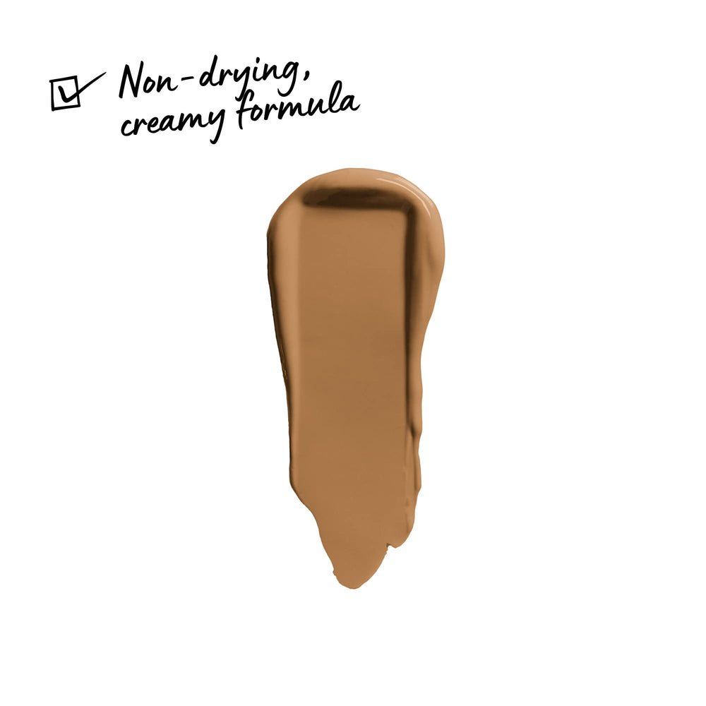 Contour swatch demonstrates sculpted cheeks with NYX Concealer.
