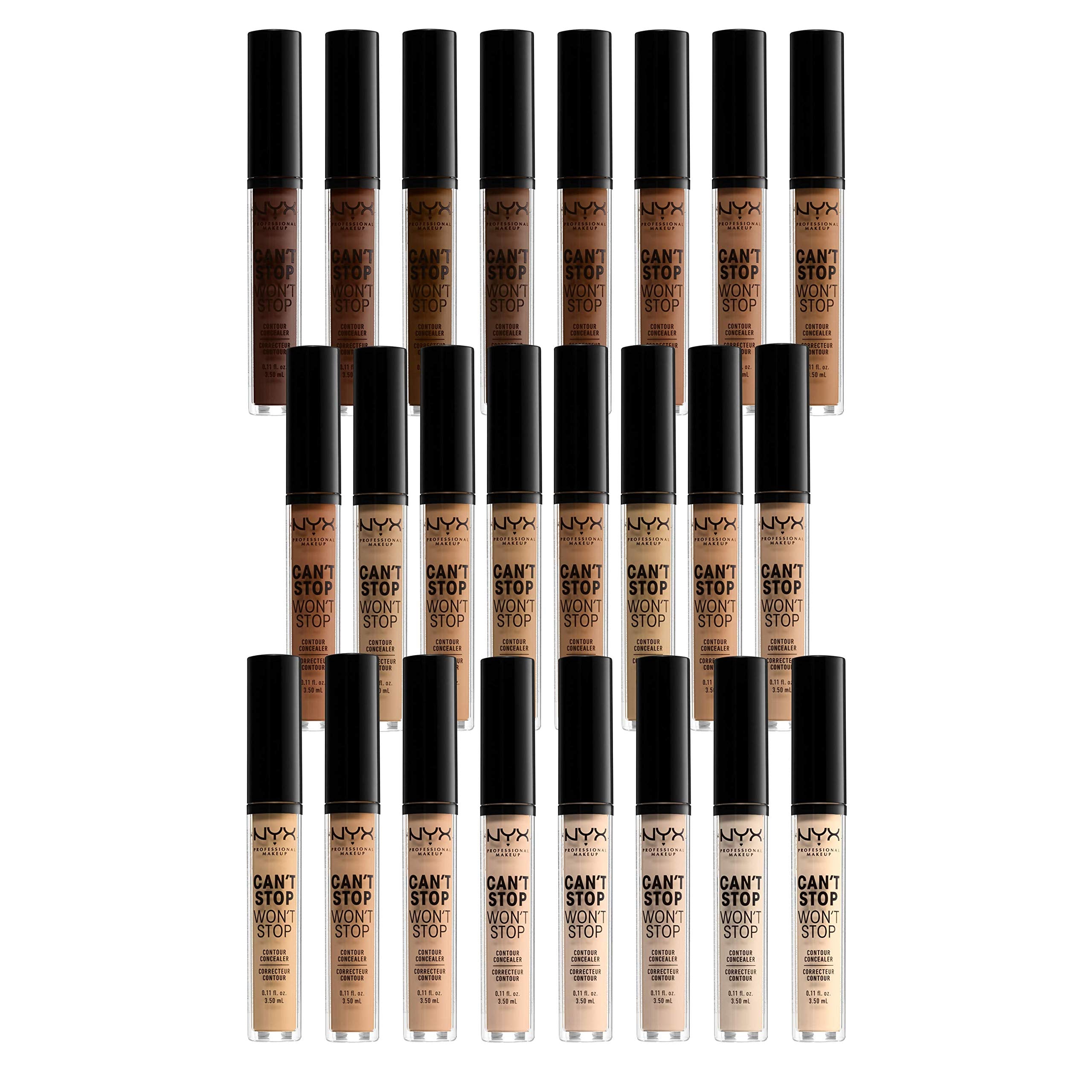 Close-up of NYX Can't Stop Won't Stop concealer packaging