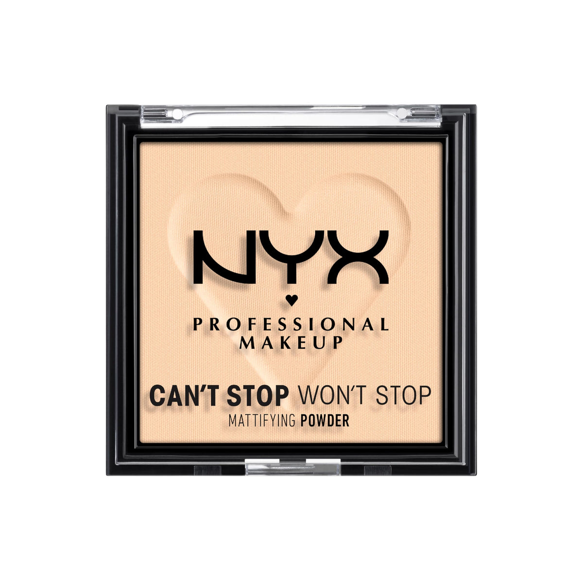 NYX Can't Stop Won't Stop Polvo compacto mate tono Light para acabado suave y natural.