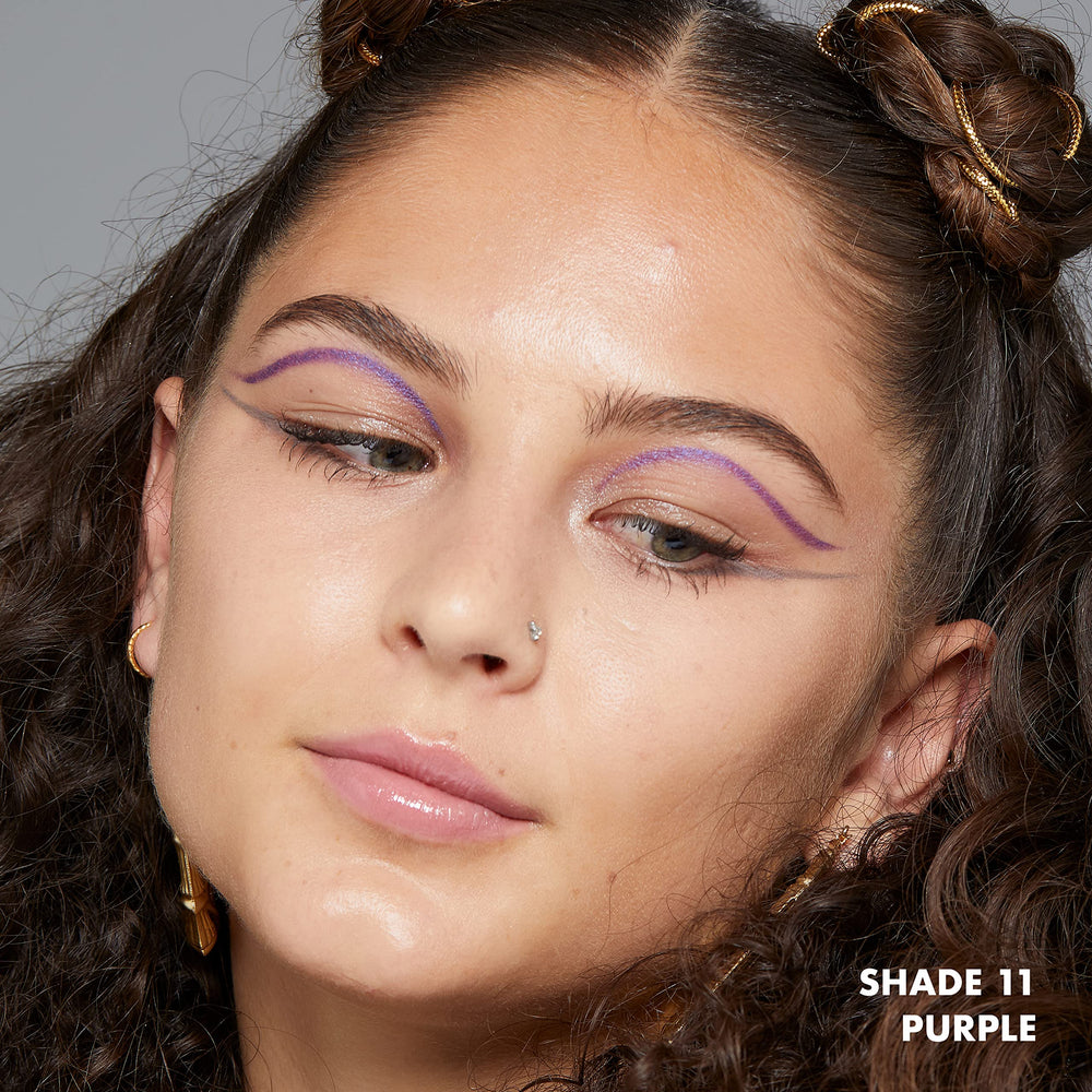 Delineador NYX morado, libre de crueldad, ideal para looks éticos.