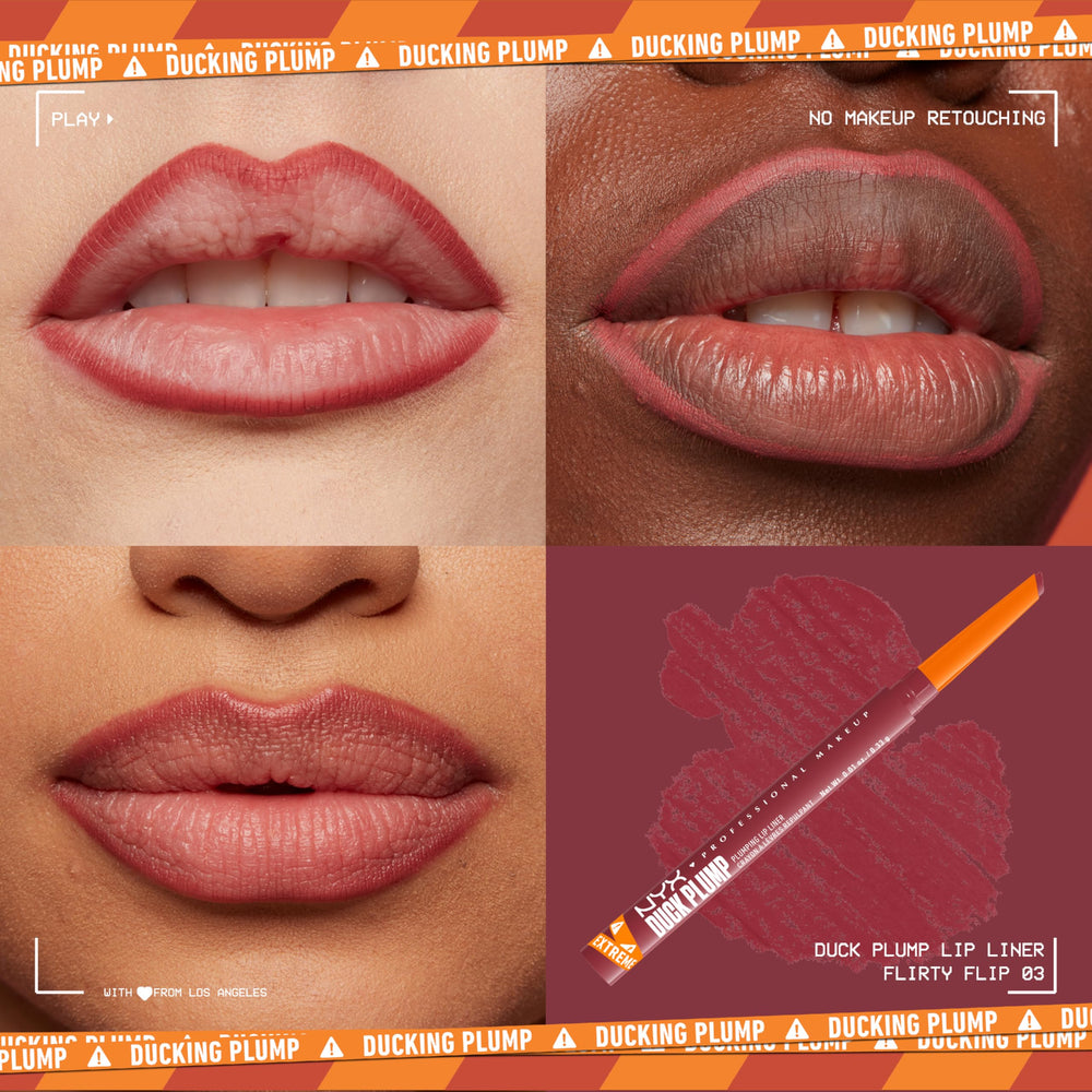 NYX Duck Plump lápiz delineador con acabado mate para labios definidos todo el día.