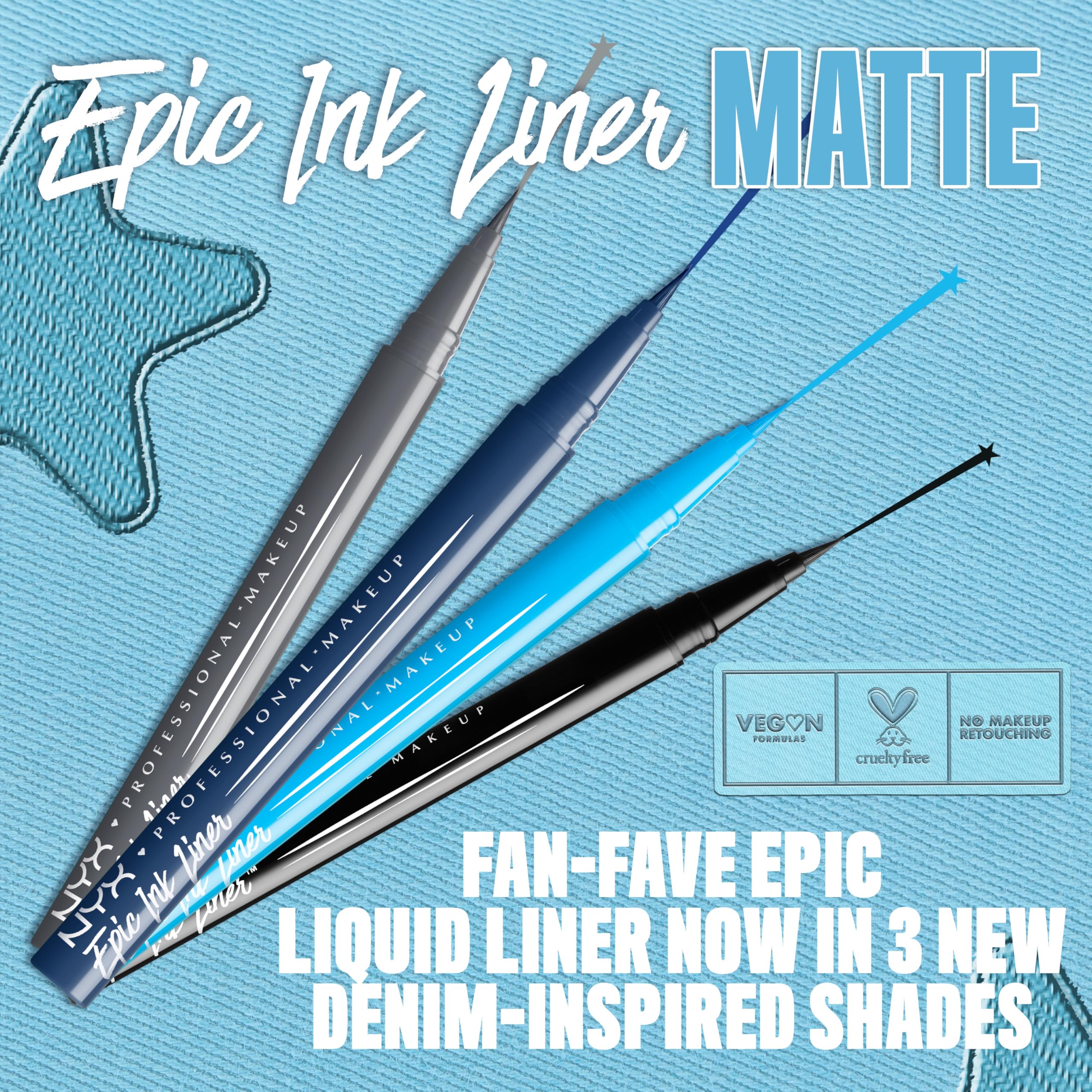 NYX Epic Ink Liner grey swatches show matte, denim-inspired finish