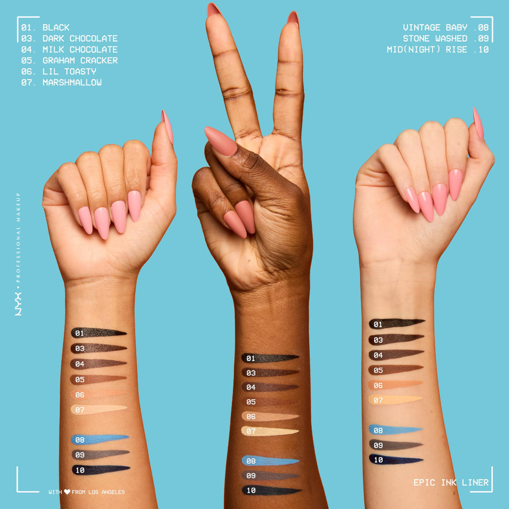 NYX Epic Ink Liner packaging highlights vegan formula branding