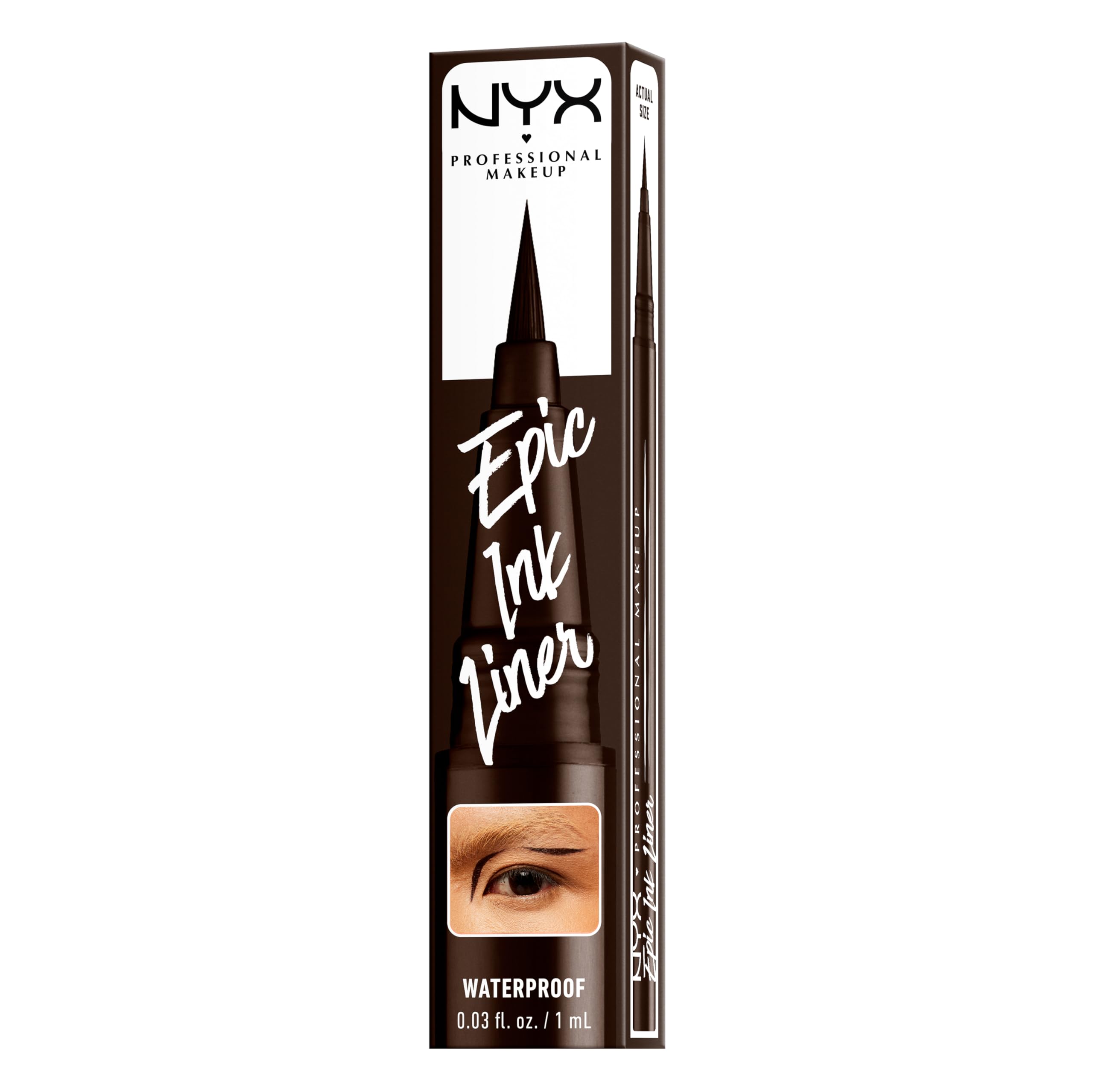NYX Epic Ink Liner tono Chocolate Oscuro para delineados naturales.