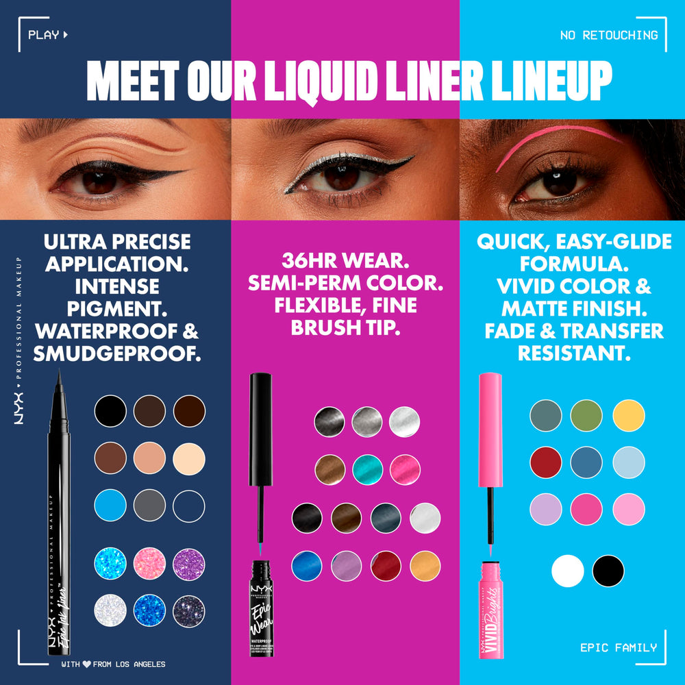 NYX Epic Ink Liner vegan formula offers smooth, precise glide
