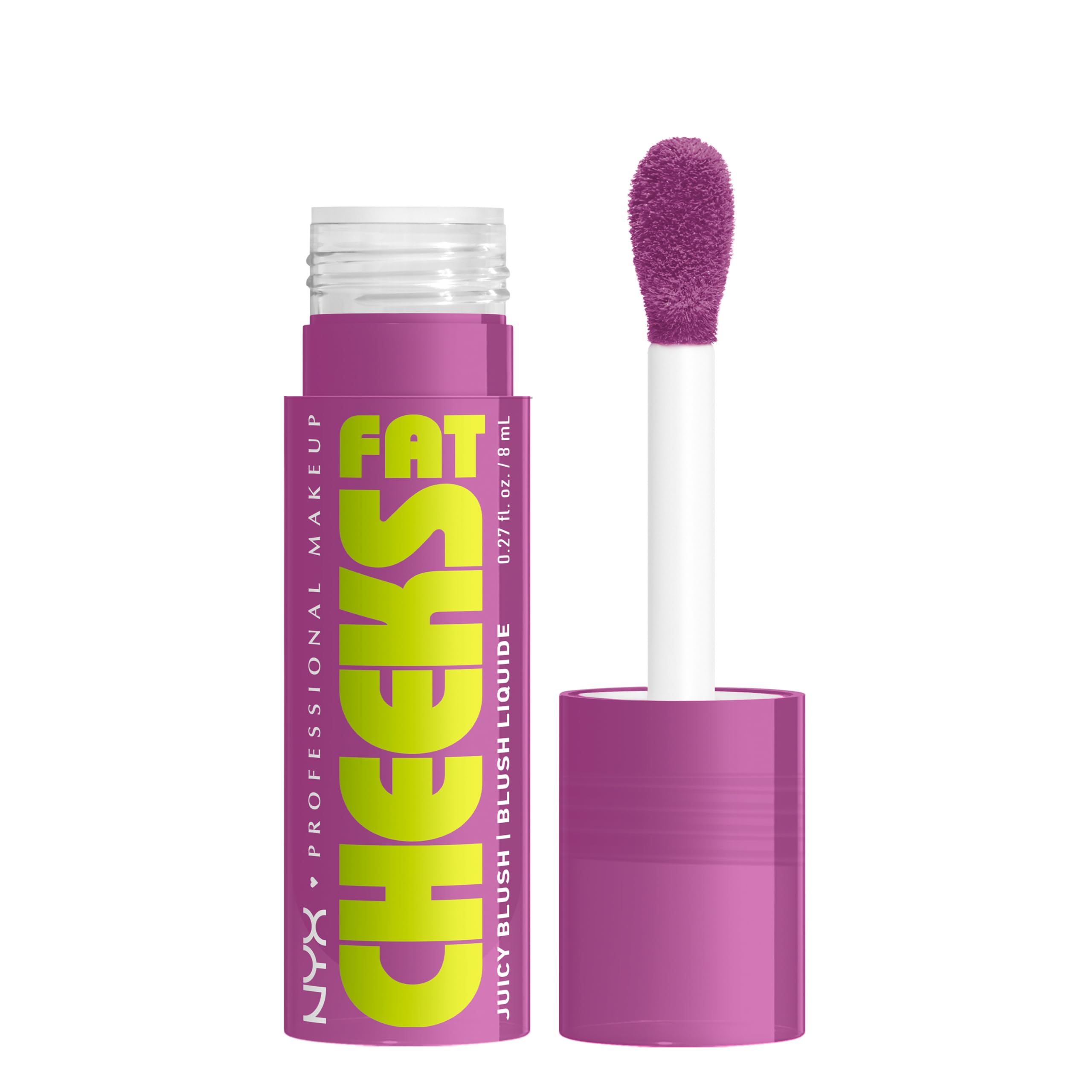 NYX Fat Cheeks Blush Blueberry Burst swatch delivers a juicy purple glow for daytime wear