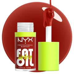 NYX Fat Oil Lip Drip closeup showing glossy shine with long-lasting hydration
