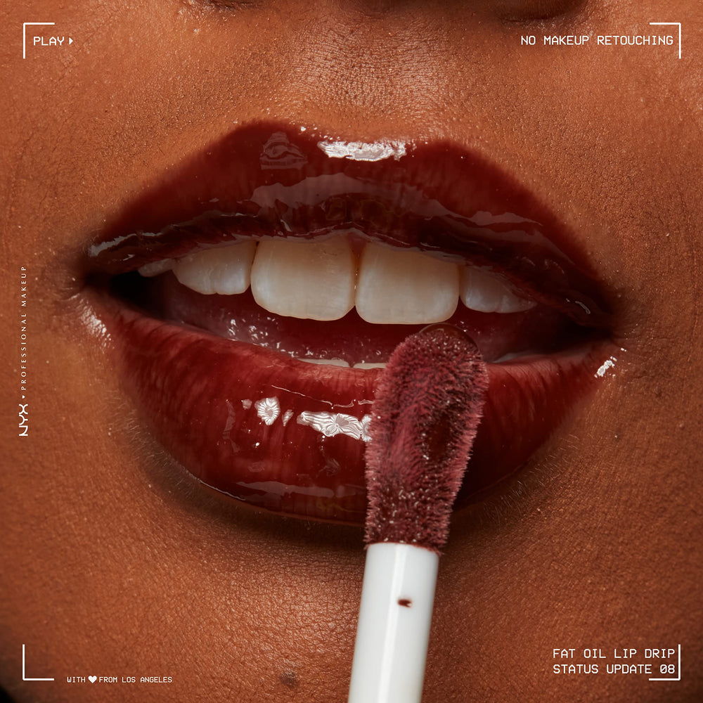 Close-up NYX Lip Drip gloss finish with radiant shine.