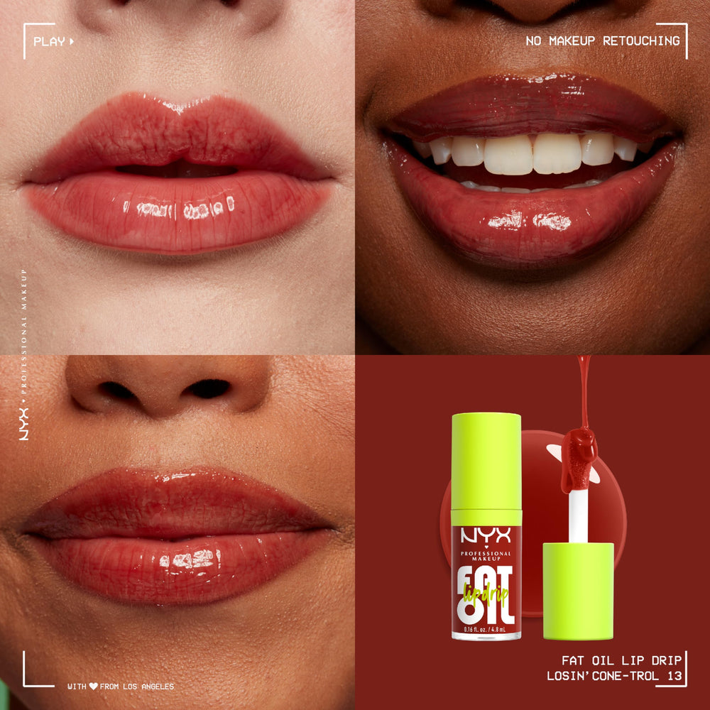 NYX Fat Oil Lip Drip texture closeup emphasizes creamy, non-sticky finish