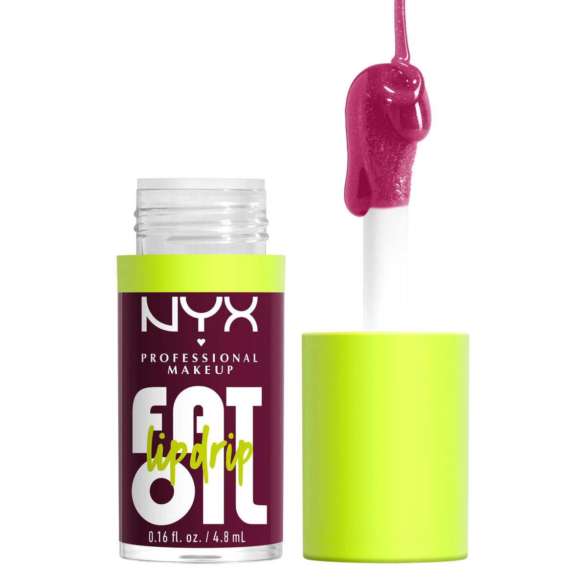 NYX Fat Oil Lip Drip gloss tube showing rich shine and hydrating formula.