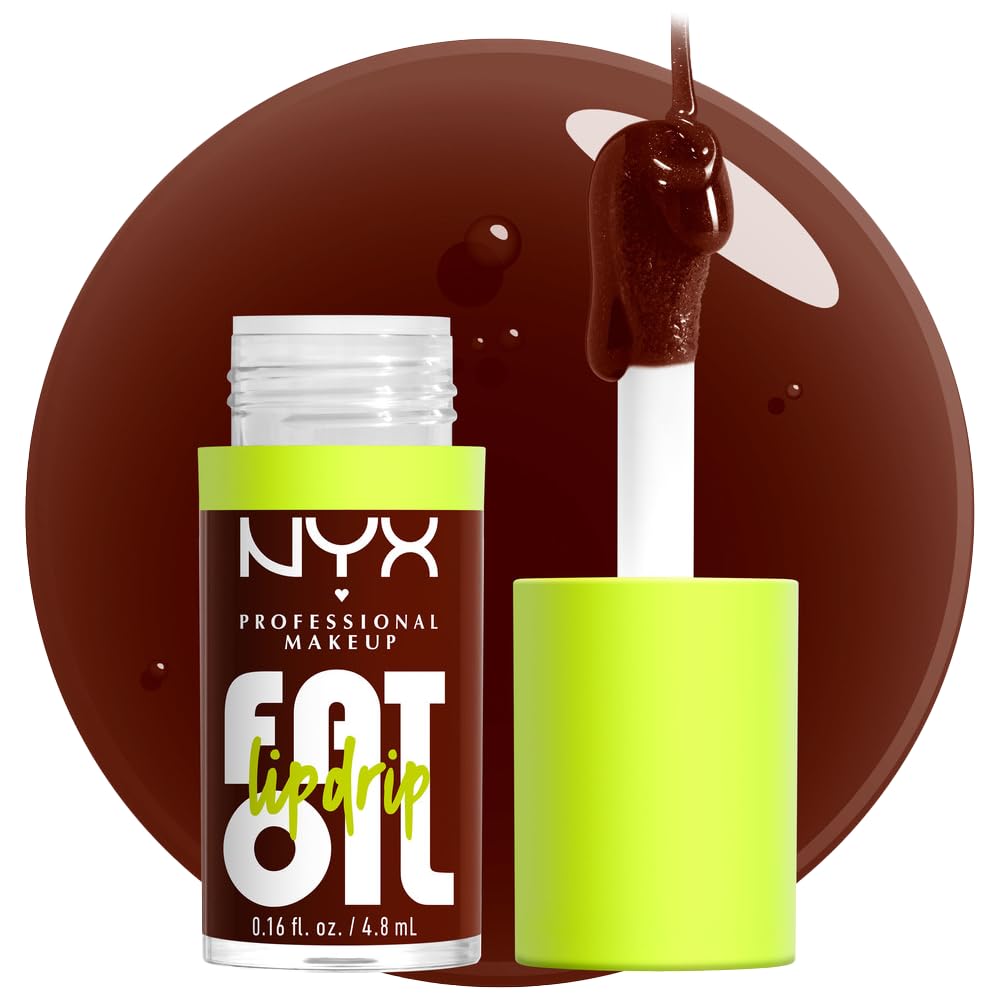 NYX Fat Oil Lip Drip rich chocolate bottle swirl delivers long hydration.