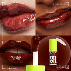 Lips show high shine without stickiness from NYX Lip Drip.