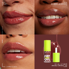 NYX Fat Oil Lip Drip tono nude cremoso para labios naturales.