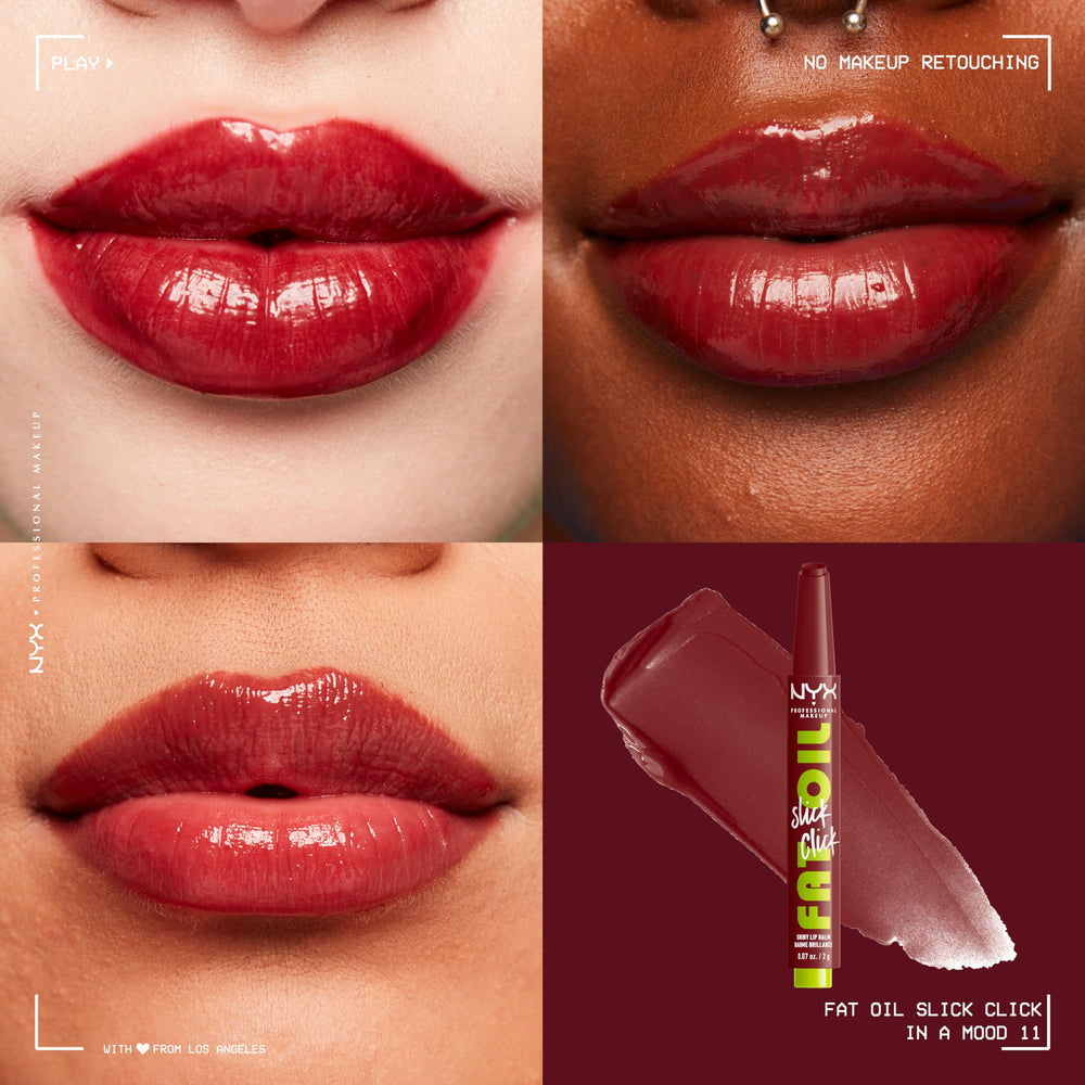 NYX Fat Oil Slick Click: hidratación de hasta 12 horas con aceites nutritivos.