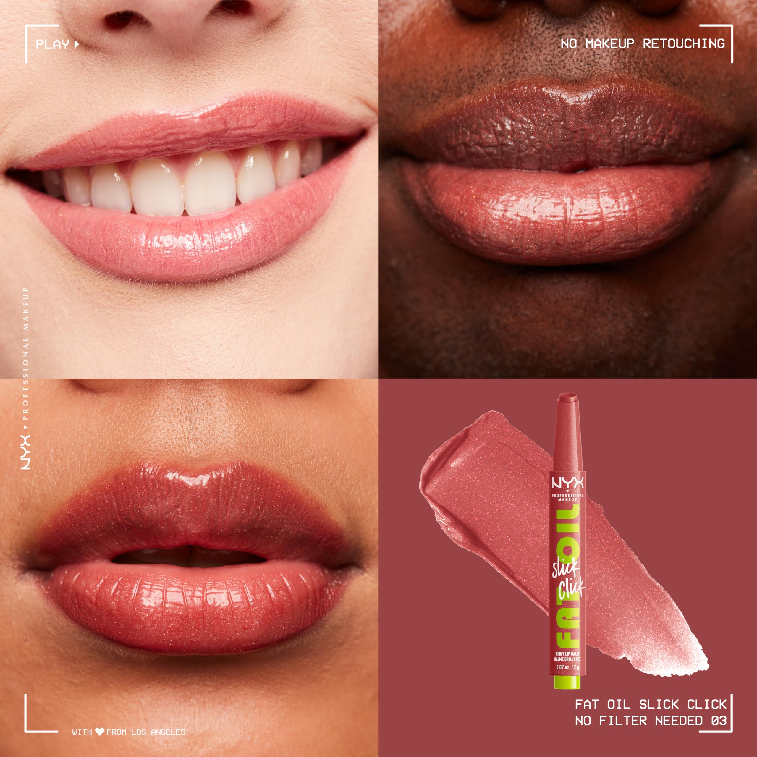 Packaging closeup of NYX Fat Oil Slick Click for easy one-click application.