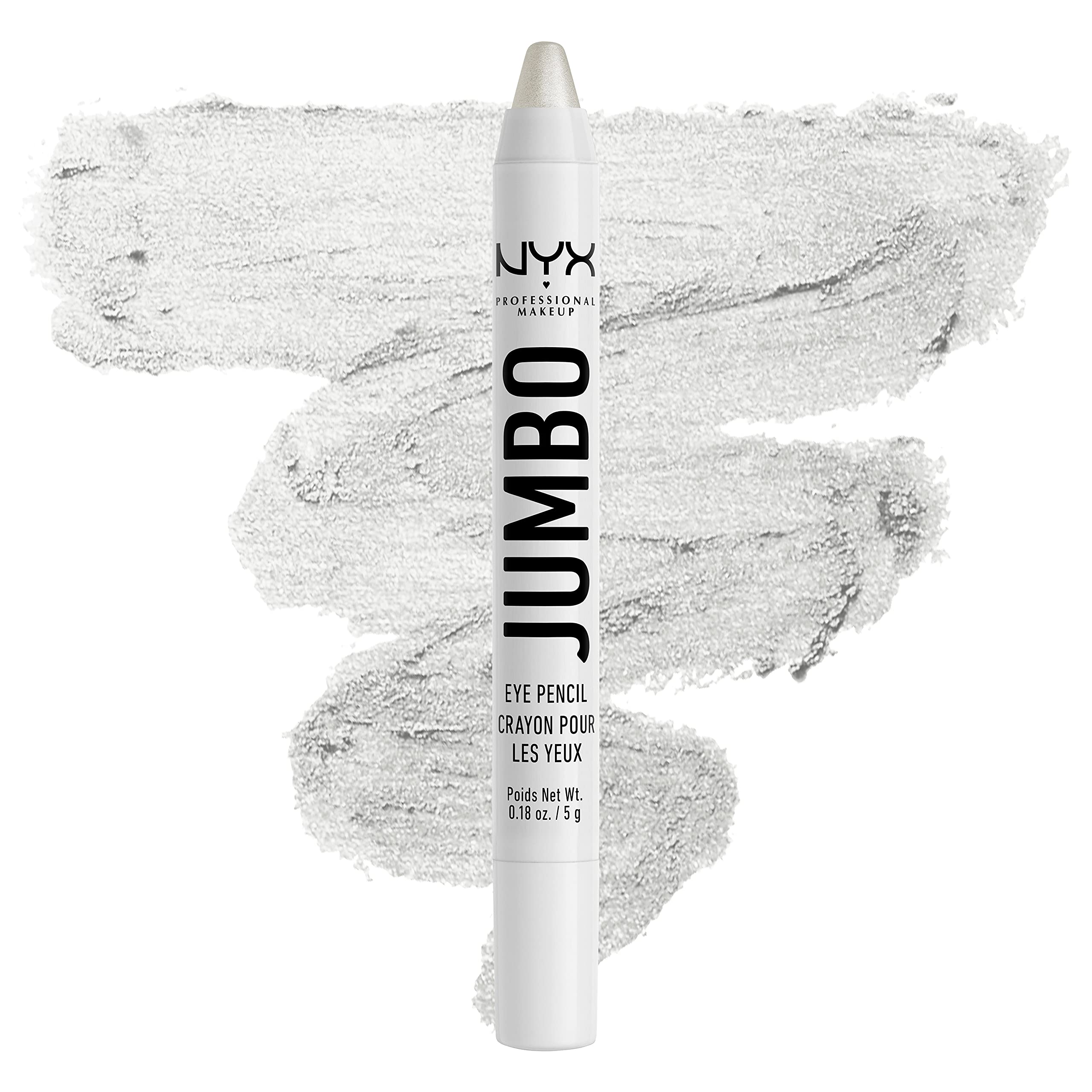 NYX Jumbo Eye Pencil Cottage Cheese Silver swirls for creamy color payoff