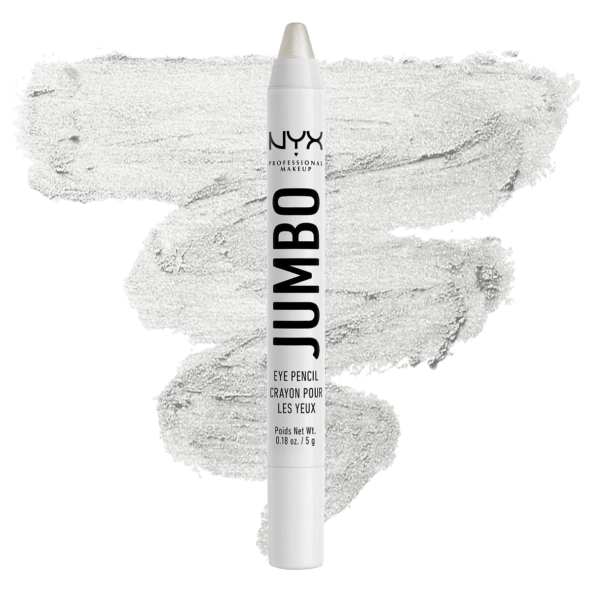 NYX Jumbo Eye Pencil Cottage Cheese Silver swirls for creamy color payoff