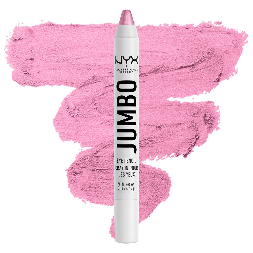NYX Jumbo Eye Pencil Cupcake pink swatch showing creamy, blendable shadow color