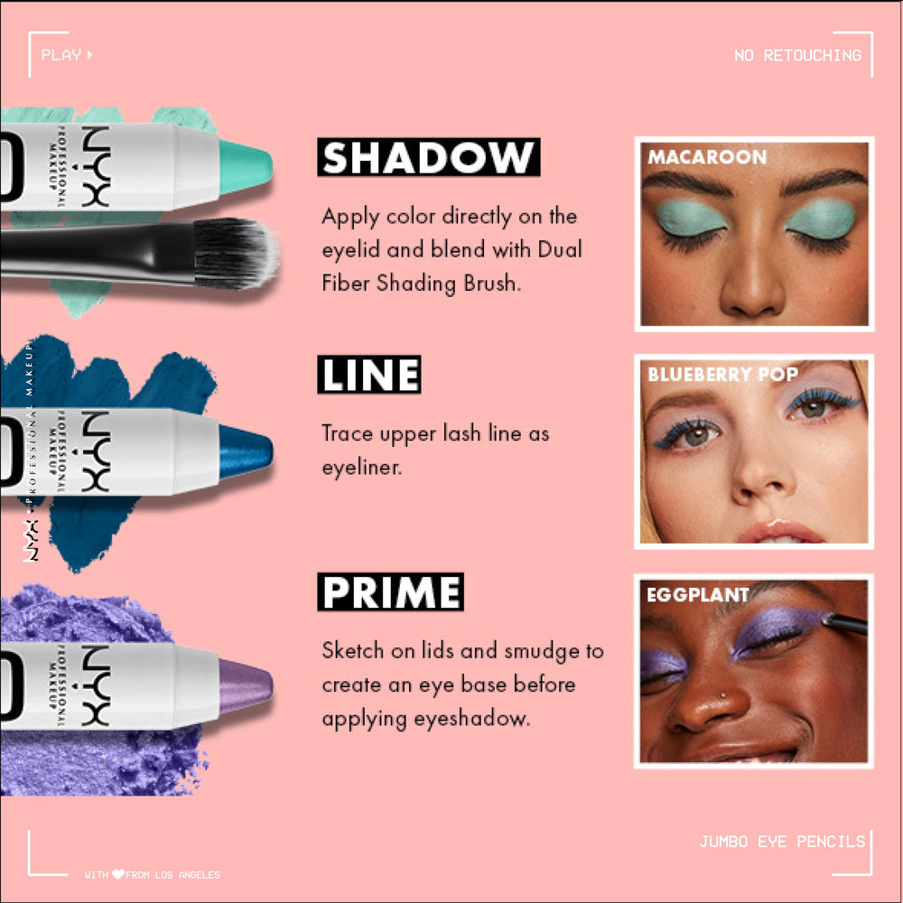 NYX Jumbo Eye Pencil Frosting precision-tip focus for accurate liner.