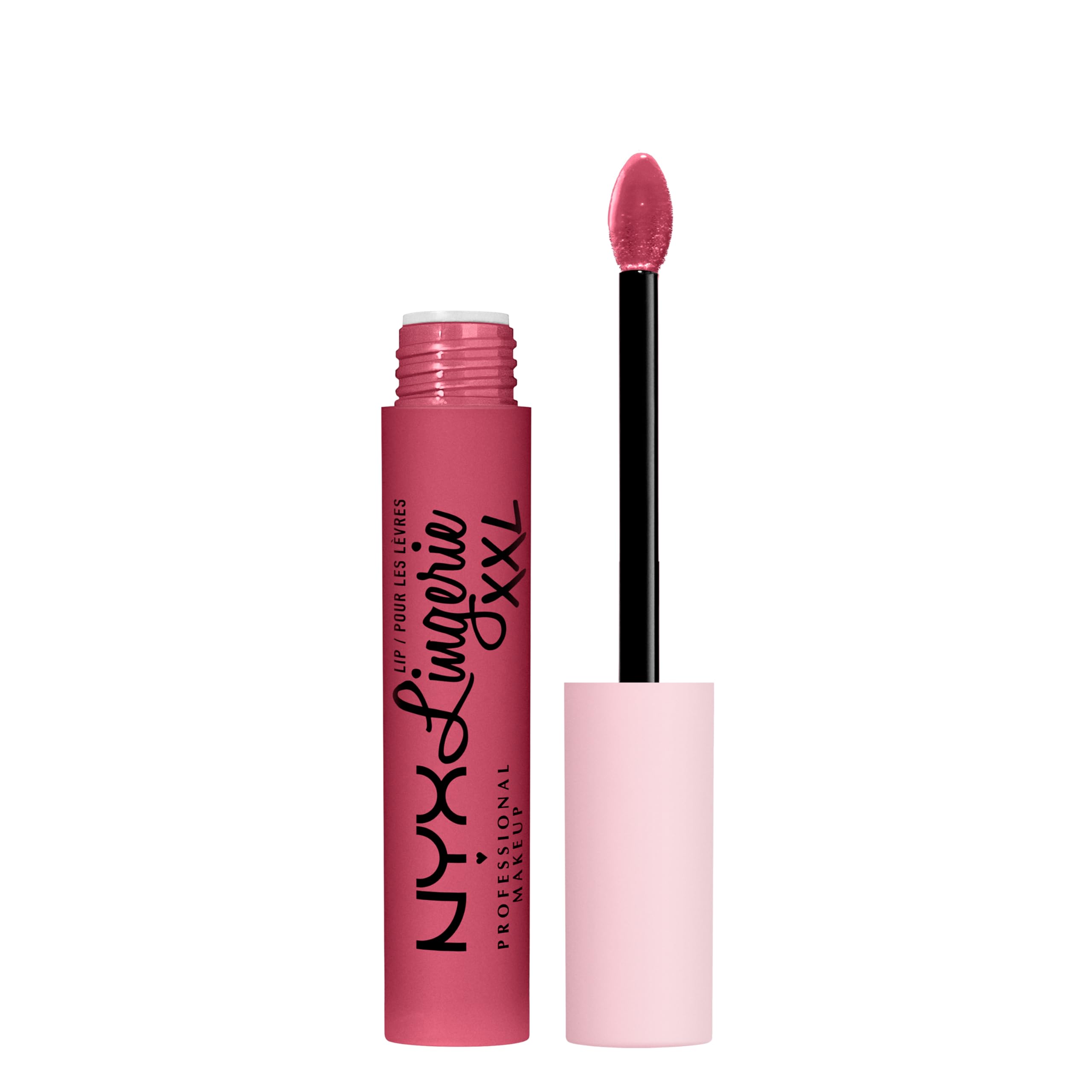 Labial NYX Lip Lingerie XXL Matte Push-d Up en tono rosa apagado, definición de labios