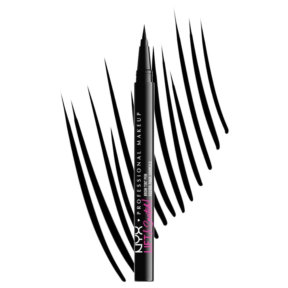 NYX Lift y Snatch Ceja - tinte negro con punta adaptable para trazos precisos.