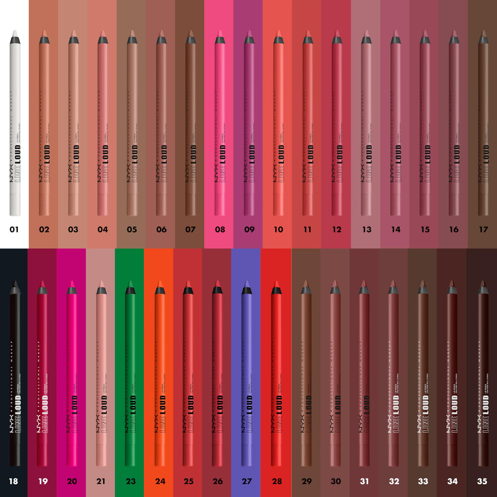 NYX Line Loud Lip Liner: muestra de tonos nude, 7 opciones para looks variados.