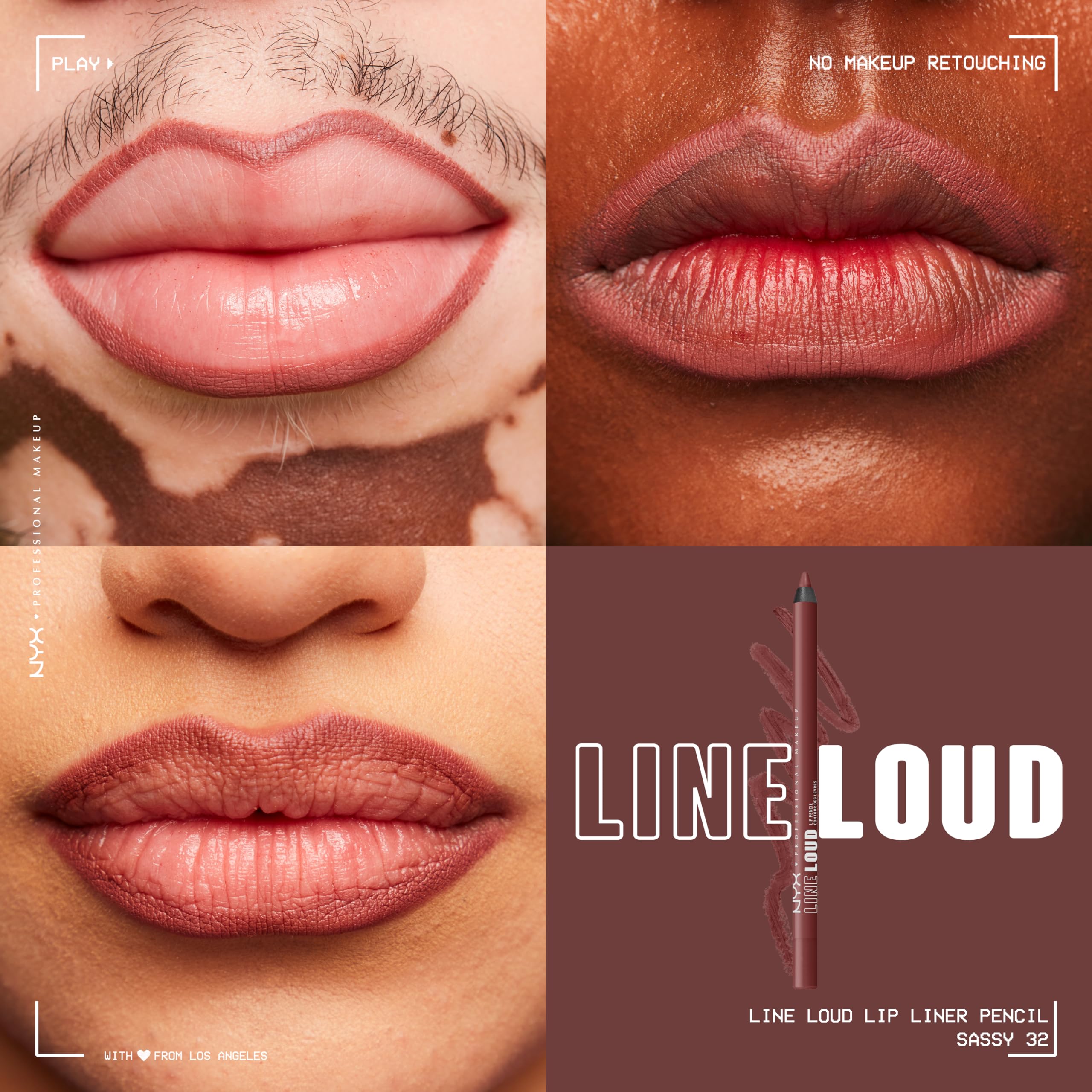 NYX Line Loud Lip Pencil Sassy tono neutro 01, delineado preciso.