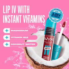 NYX Lip IV, muestra de tono natural para labios con brillo suave.