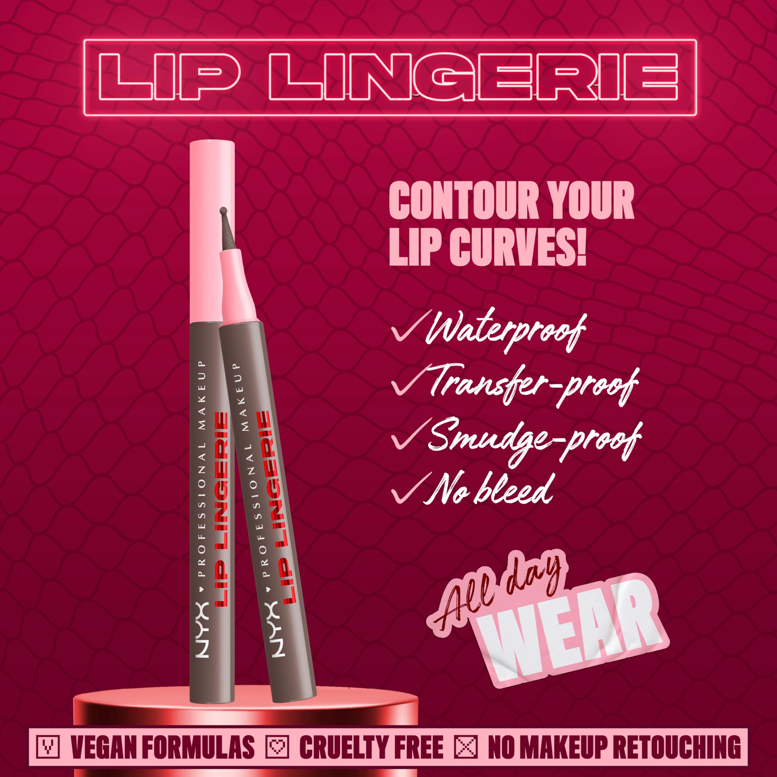 NYX Lip Lingerie Liner Stain ofrece aplicación precisa para curvas labiales y contorno definido.