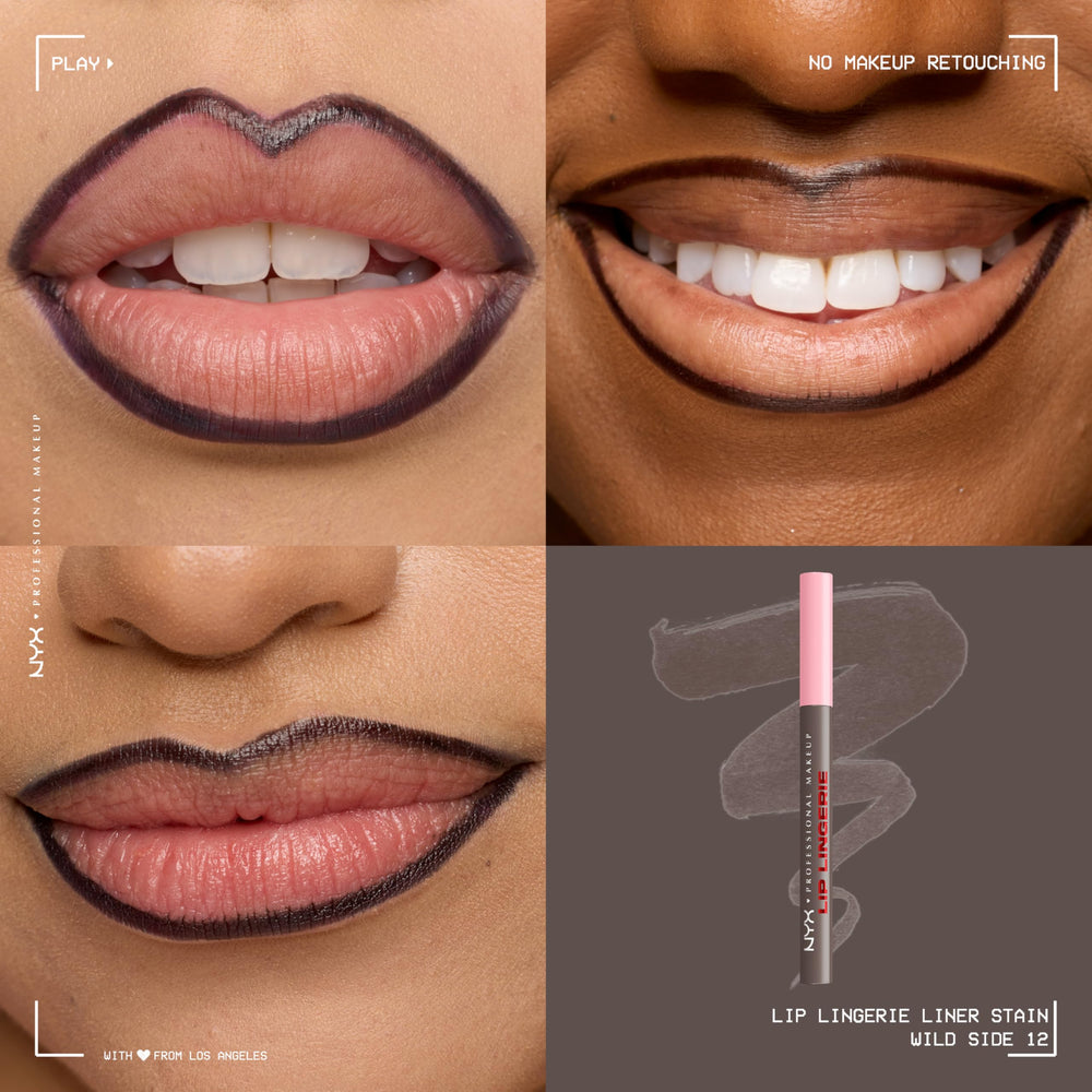 NYX Lip Lingerie Liner Stain textura sedosa que desliza sin esfuerzo sobre labios secos.