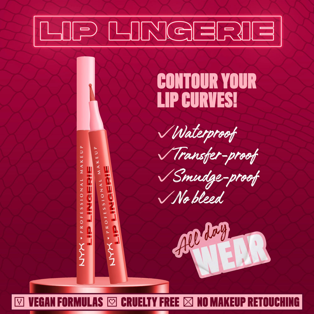 NYX Lip Lingerie Sculpting Lip Liner Stain con aplicador de bola para líneas precisas.