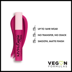 Aplicación centrada en el centro de los labios para tono intenso con NYX Lip Lingerie XXL
