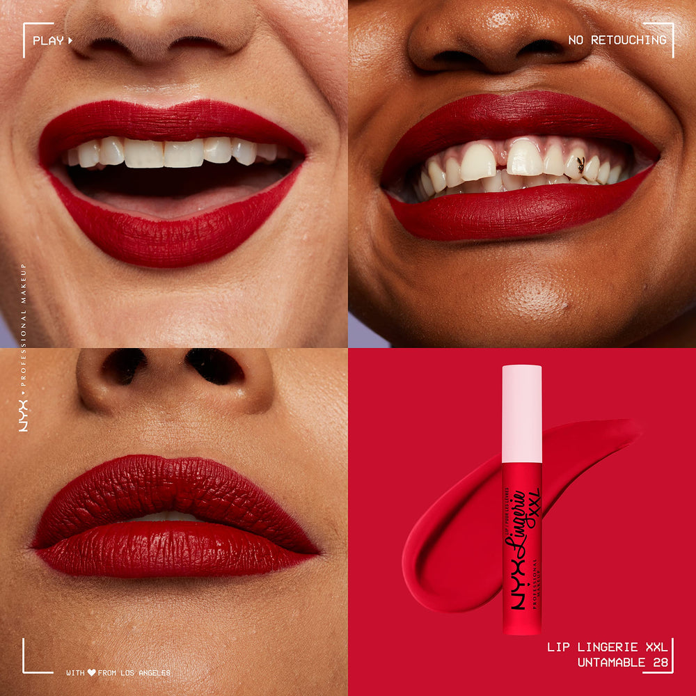 Close-up of applicator applying Untamable lipstick for precise coverage