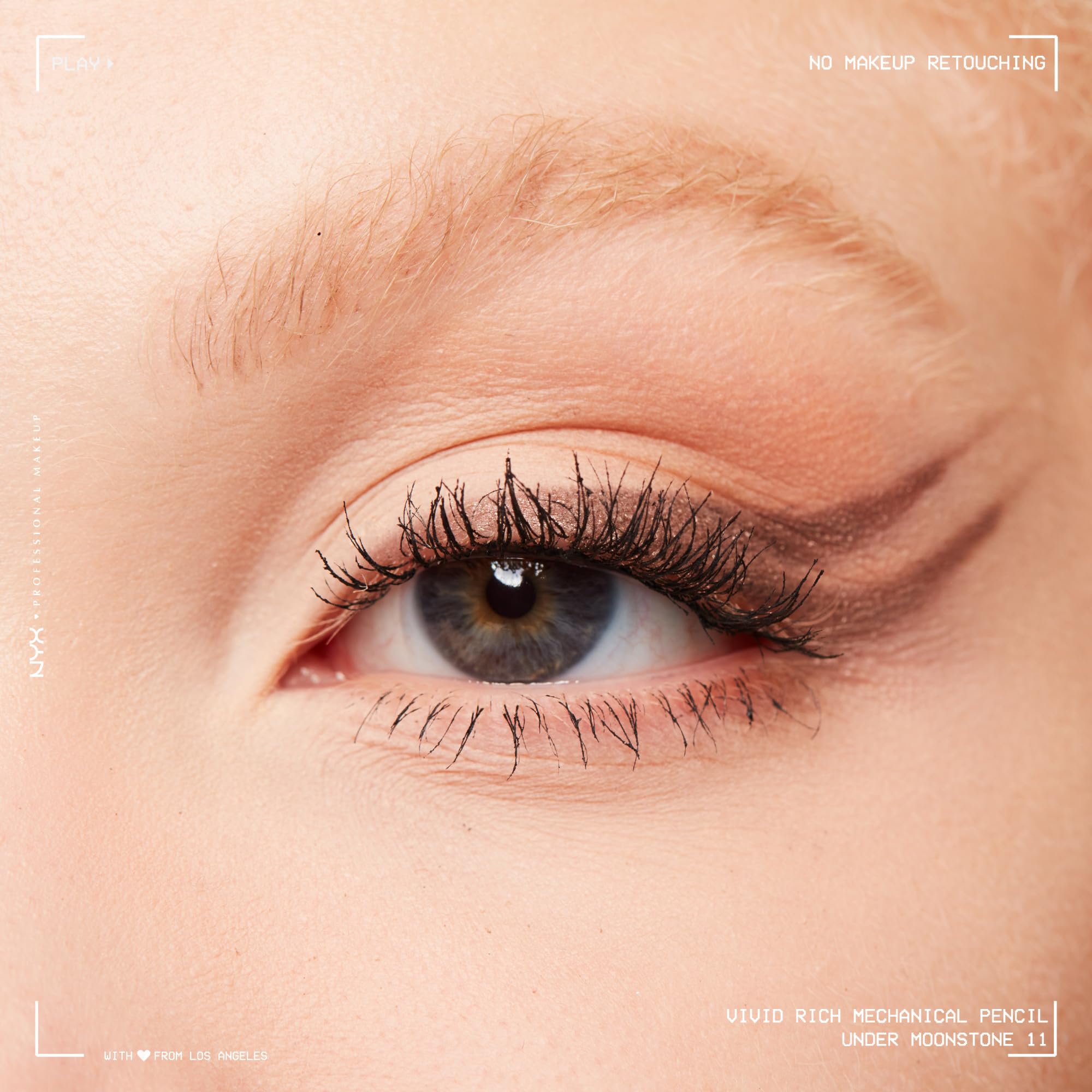 Close-up of NYX pencil tip showing smooth 1-swipe application