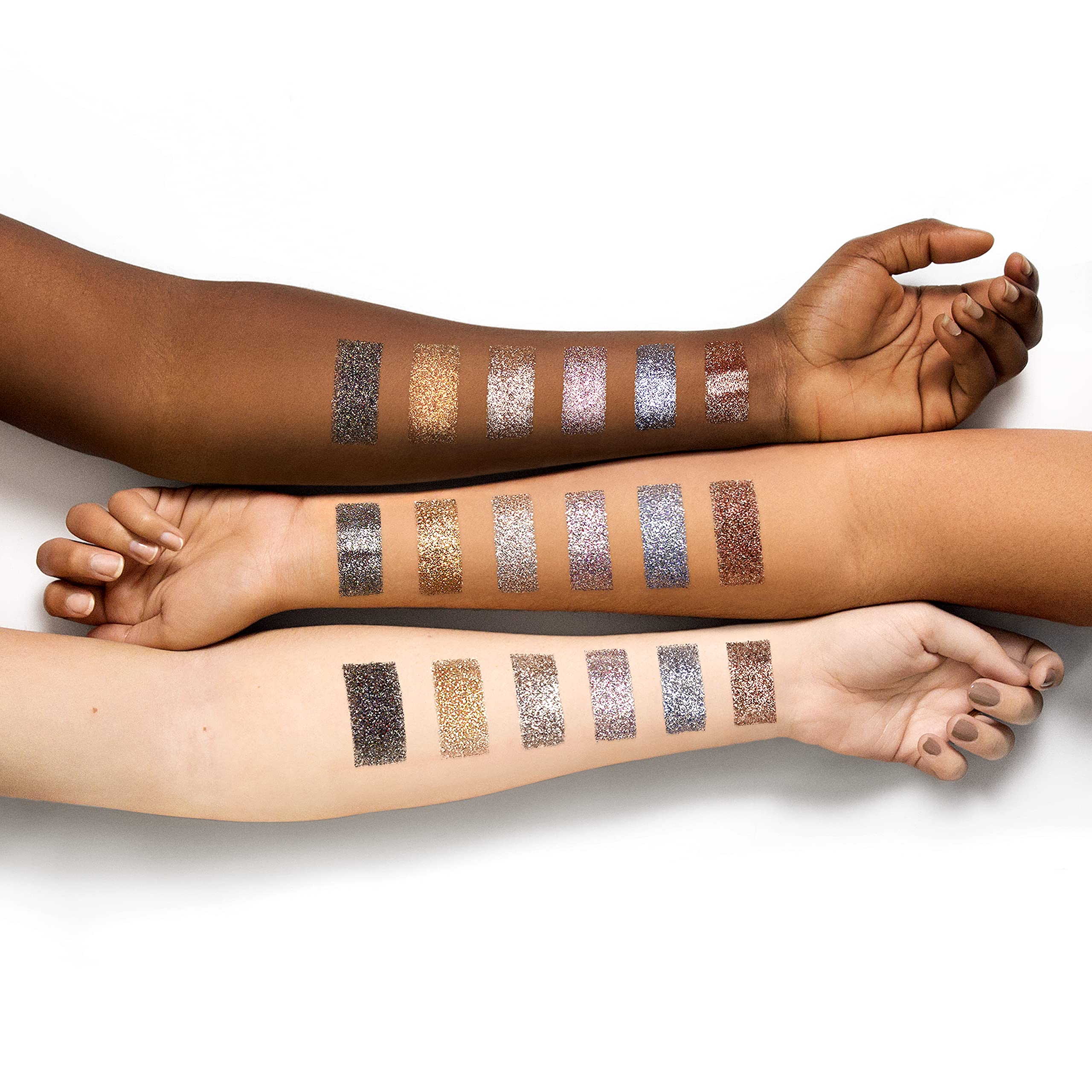 NYX Metallic Glitter rose gold lustre elevates cheeks and lids with metallic glow.