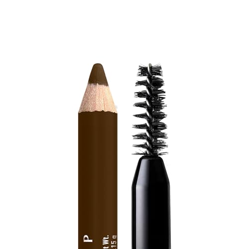 Close-up of NYX brand logo on brow pencil Espresso packaging.