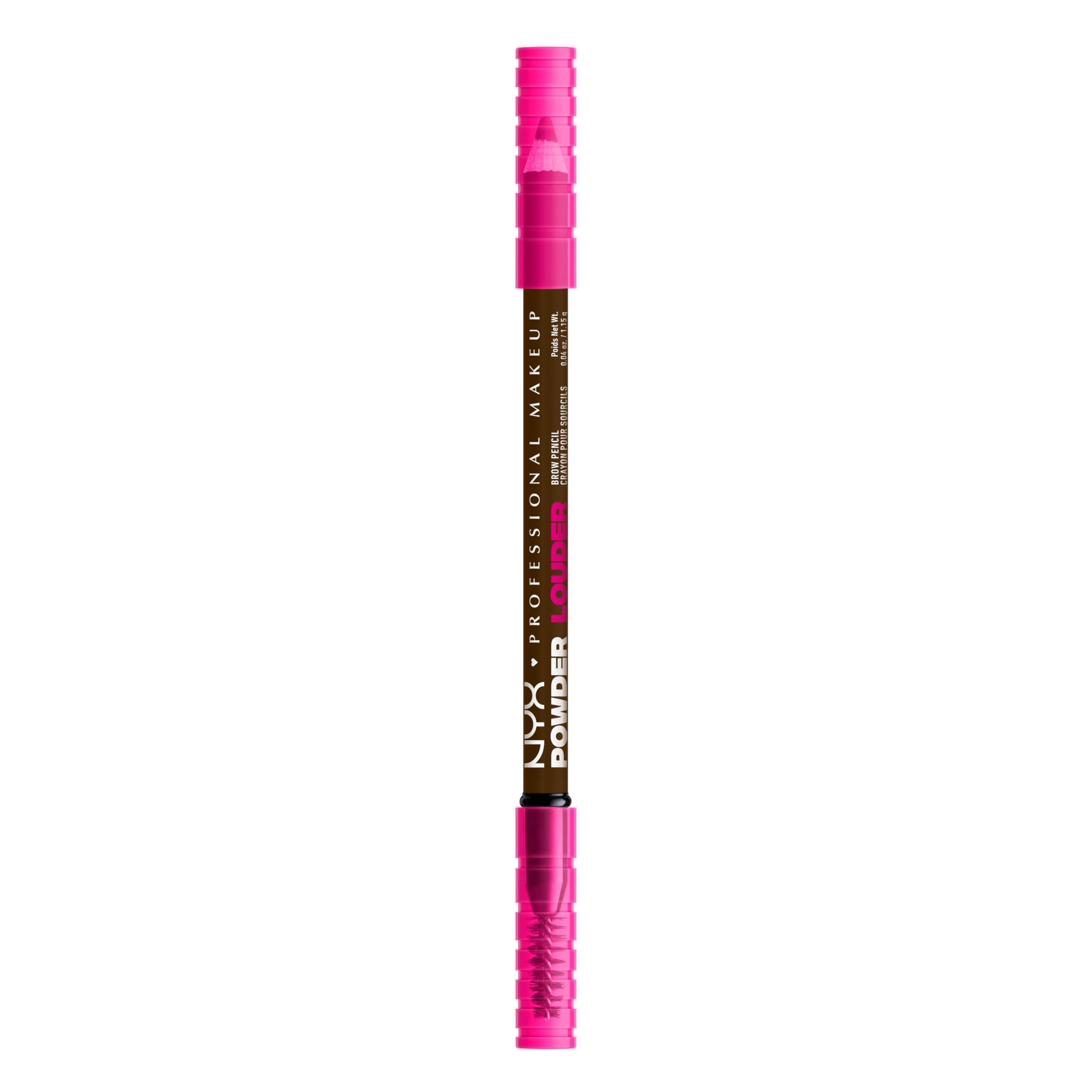 NYX Powder Louder Brow Pencil Espresso close-up showing creamy pigment for natural hair-like strokes.