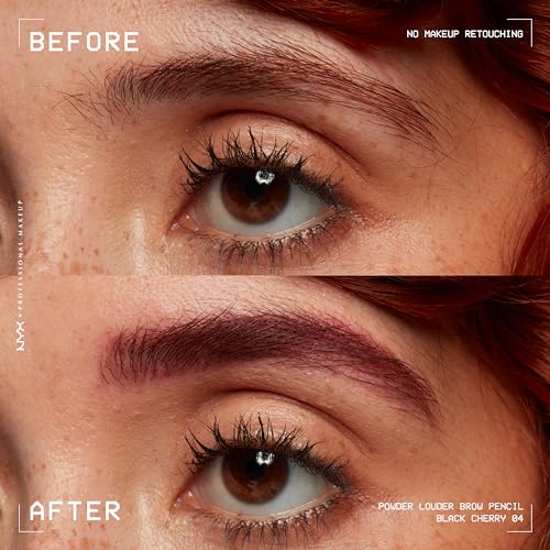 NYX Powder Louder Brow Pencil before-after full brow look.