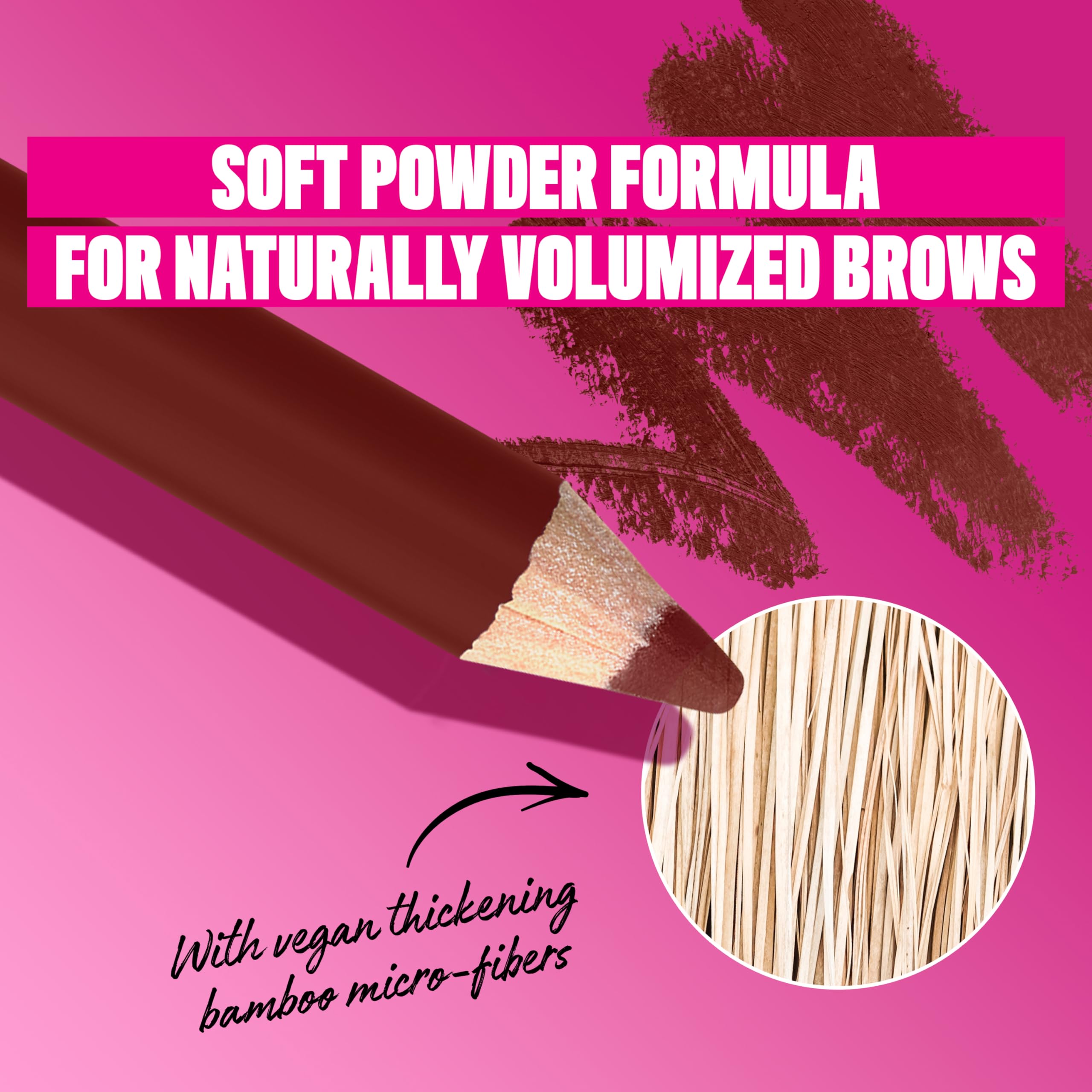 NYX Powder Louder Brow Pencil tip close-up showing hair-like strokes for natural brows.
