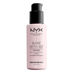NYX Bare With Me primer, bote transparente con SPF 30 para hidratacion diaria.
