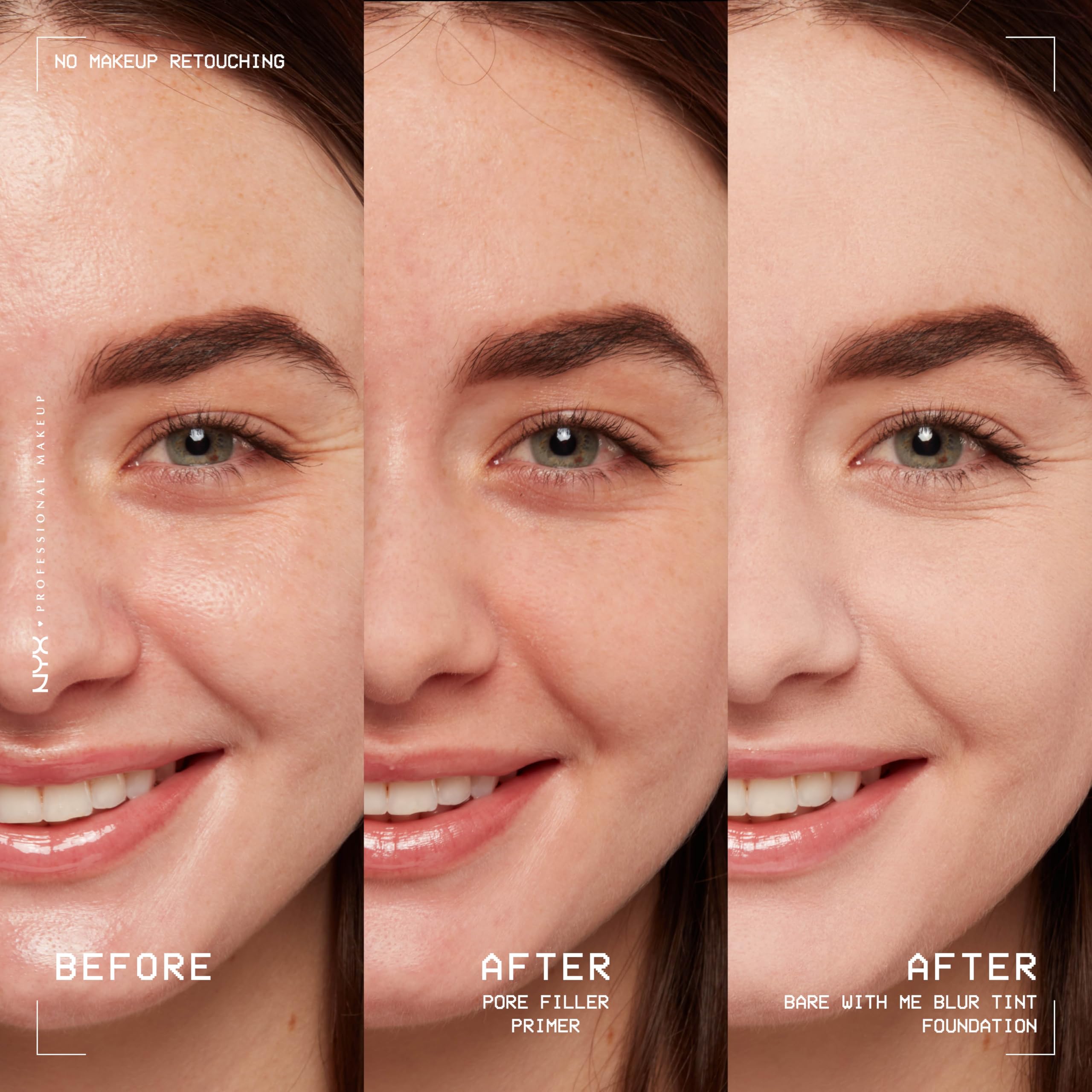 NYX Pore Filler vitamina E para cuidado de la piel durante la preparación.