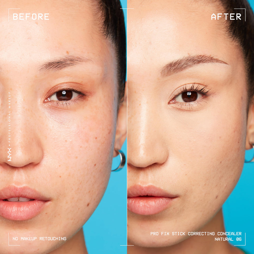 NYX Pro Fix Stick Corrector: cobertura media estable e hidratante para piel sensible.