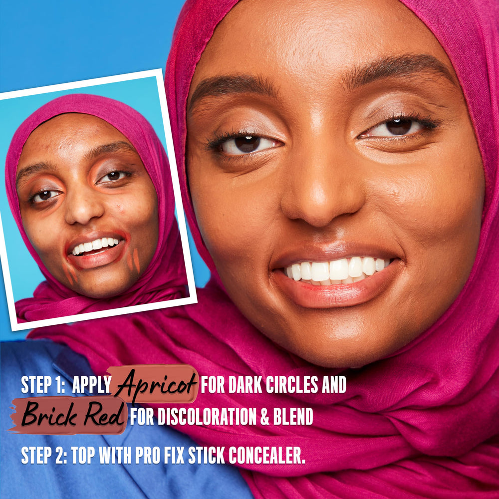 NYX Pro Fix Corrector en barra durazno corrige pigmentaciones y suaviza áreas difíciles.