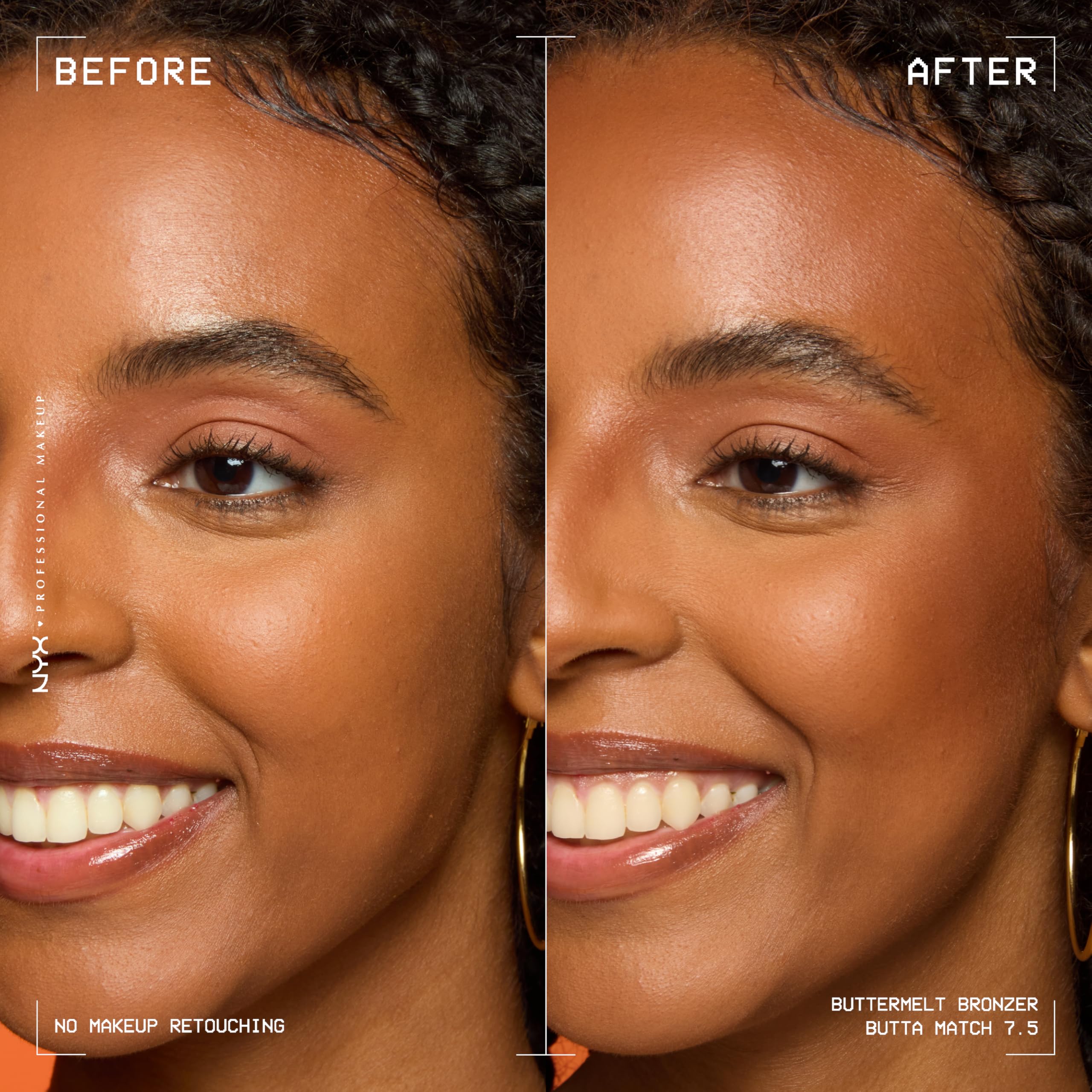 Muestra de color NYX Matte Buttermelt Bronceador tono natural para piel clara.