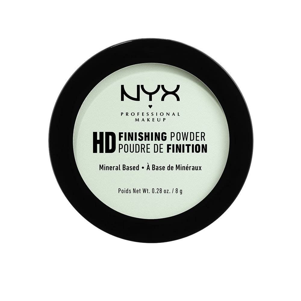 Polvo fijador HD prensado NYX, tono menta verde, controla el brillo y alisa el rostro
