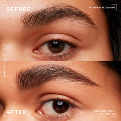 Aplicación NYX con trazos cortos para cejas definidas.