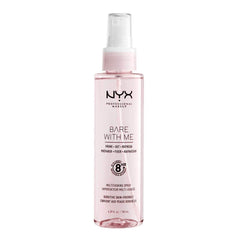 NYX PROFESSIONAL MAKEUP Bare With Me bottle closeup showing hydrating primer and setting spray.