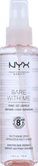 NYX PROFESSIONAL MAKEUP Bare With Me mist in hand ready to spritz for dewy hydration.