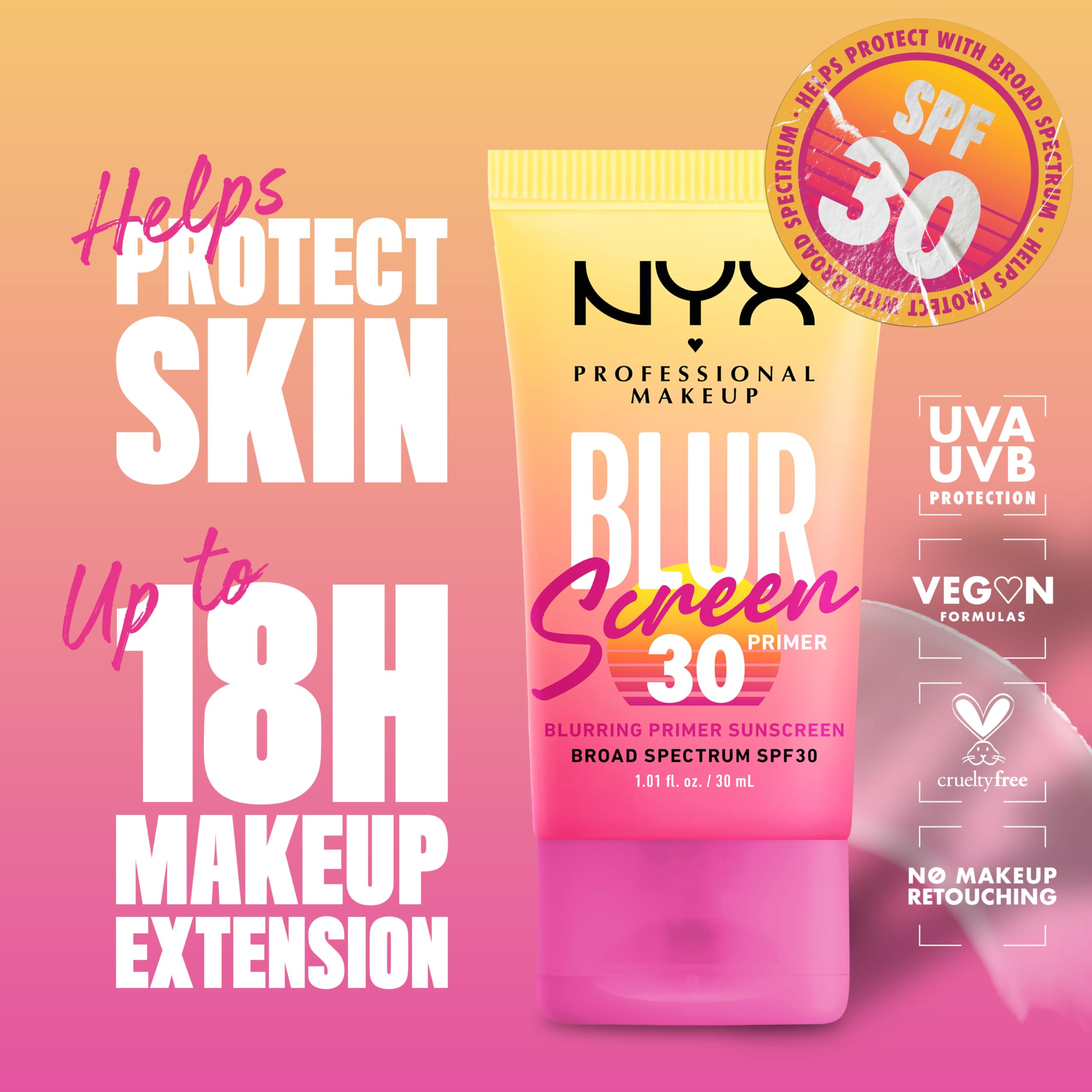 NYX PROFESSIONAL MAKEUP Blurscreen SPF30 primer aplicación en mano, maquillaje más duradero